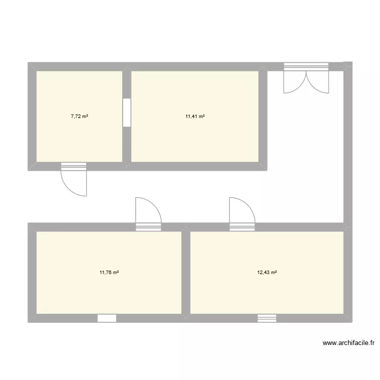TTI Bâtiment. Plan de 4 pièces et 43 m² TTI Bâtiment. Plan de 4 pièces et 43 m²