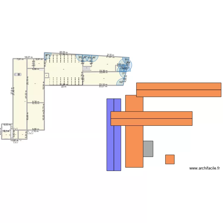batiment ligny. Plan de 13  et 1578 m²