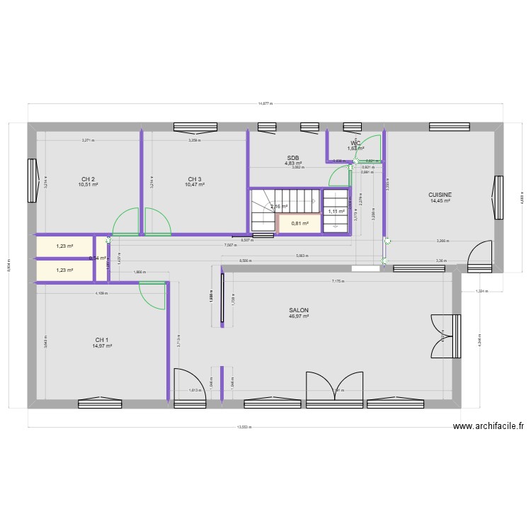 yssingeaux 1er. Plan de 13 pièces et 111 m2