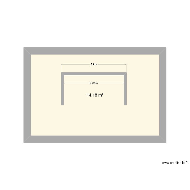 placo. Plan de 1 pièce et 14 m2