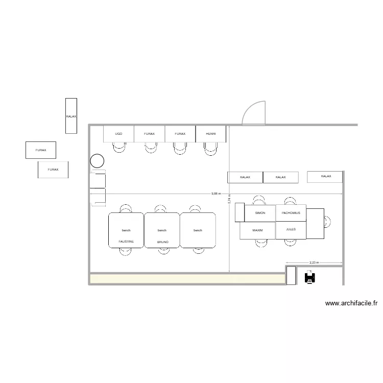 ESPACE FURAX Facilities Louise. Plan de 1  et 3 m²