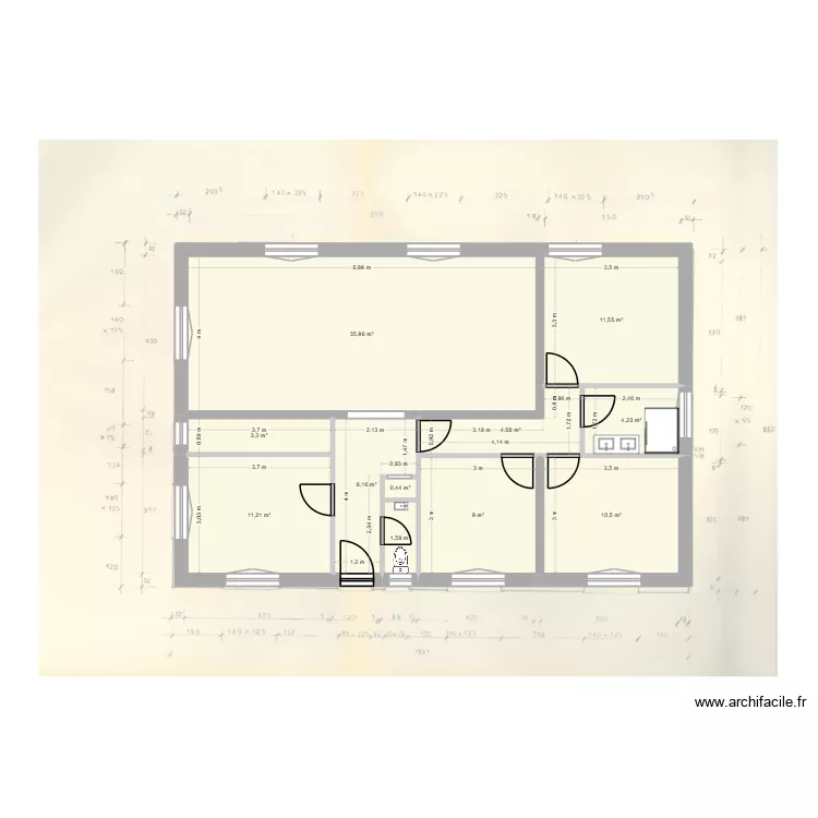 STLeonard avcs cloisons et étages. Plan de 17 et 305 m² STLeonard avcs cloisons et étages. Plan de 17 et 305 m²