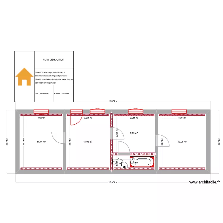PLAN DEMOLITION. Plan de 5 et 48 m² PLAN DEMOLITION. Plan de 5 et 48 m²