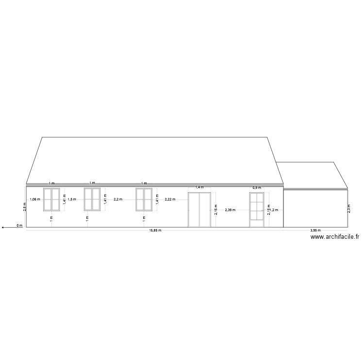 facade coté cours Initaiale. Plan de 0 pièce et 0 m2