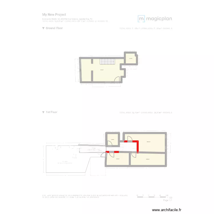 CLUJ. Plan de 6 pièces et 75 m²