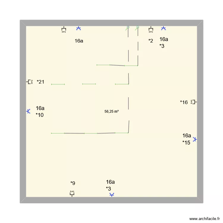 travail. Plan de 1 Pièce et 56 m² travail. Plan de 1 Pièce et 56 m²