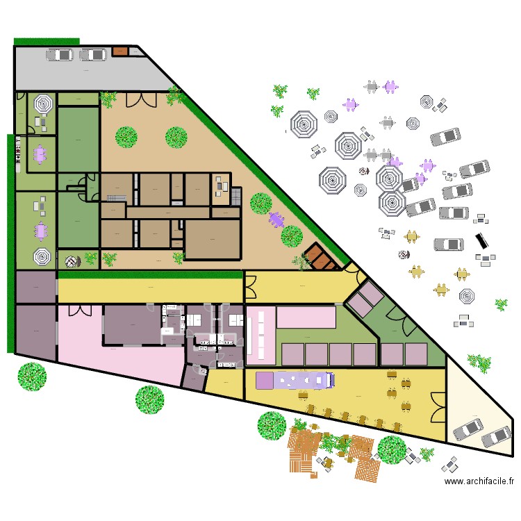 FOODTRUCK 1011A. Plan de 75 pièces et 1888 m2