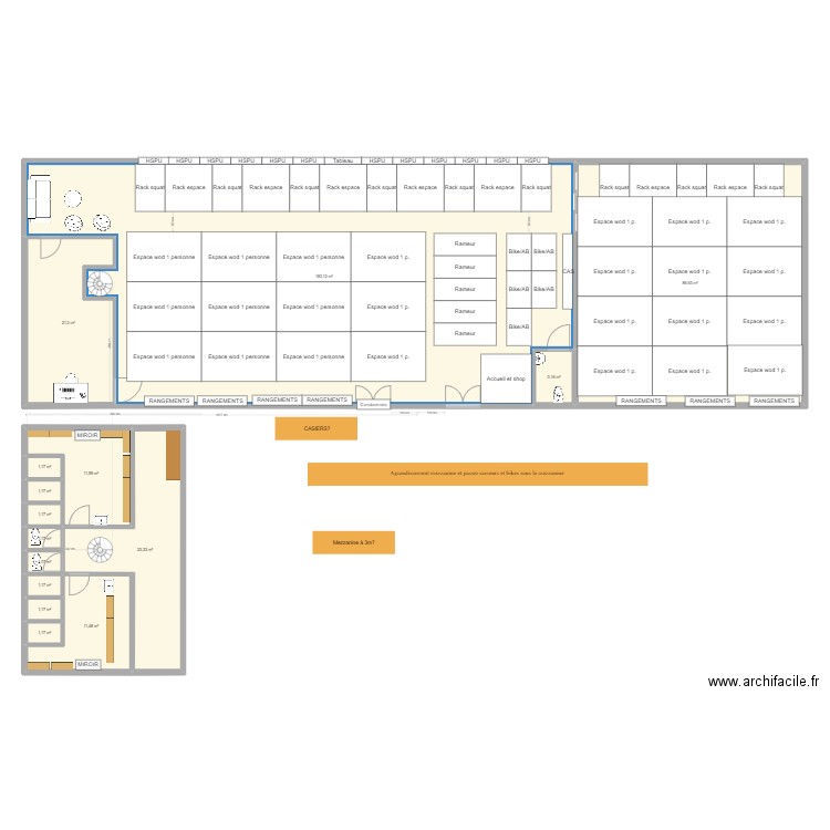 Crossfit Créon 5. Plan de 15 pièces et 350 m2