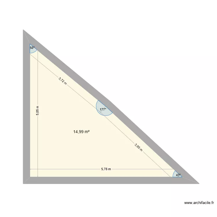 carr&eacute;. Plan de 1  et 15 m²