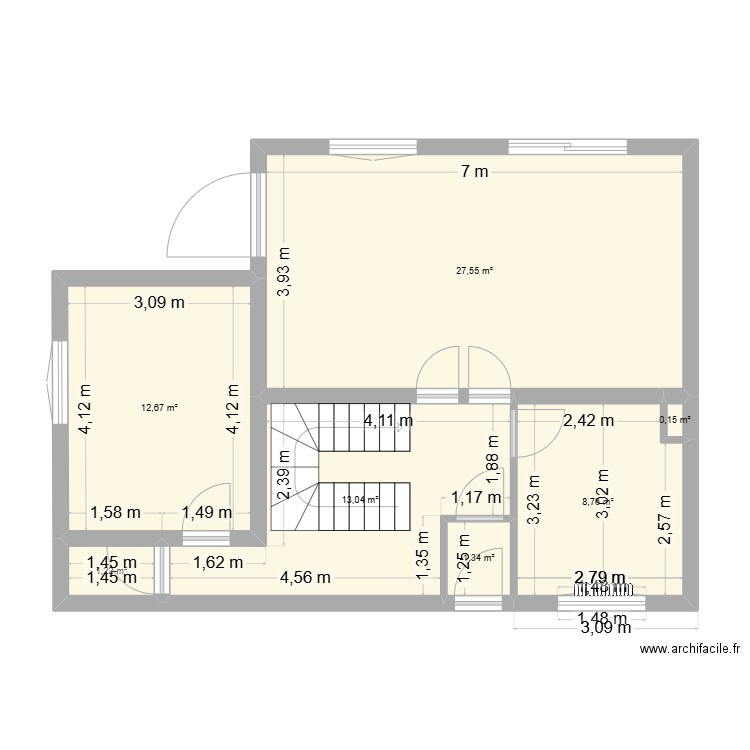 SMA. Plan de 7 pièces et 65 m2