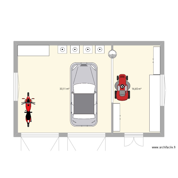 garage 3 voitures et atelier. Plan de 0 pièce et 0 m2