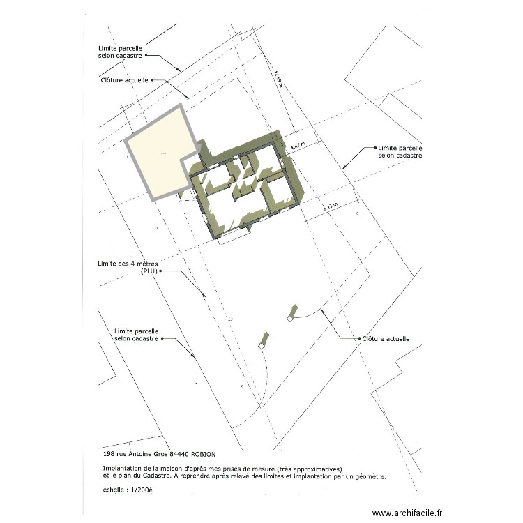 extension. Plan de 1 pièce et 51 m2