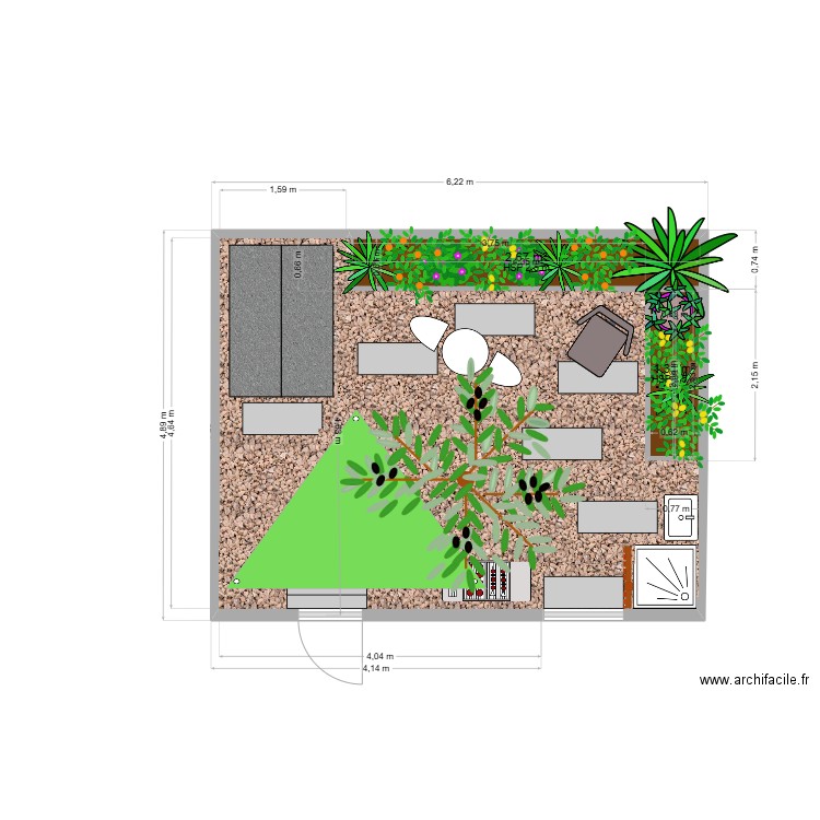 JARDIN2PHASE1. Plan de 2 pièces et 4 m2