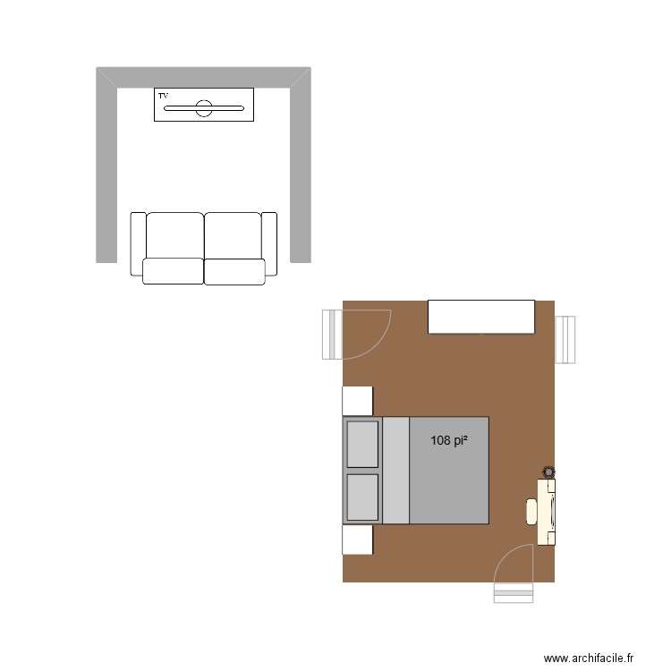 appart. Plan de 1 pièce et 10 m2