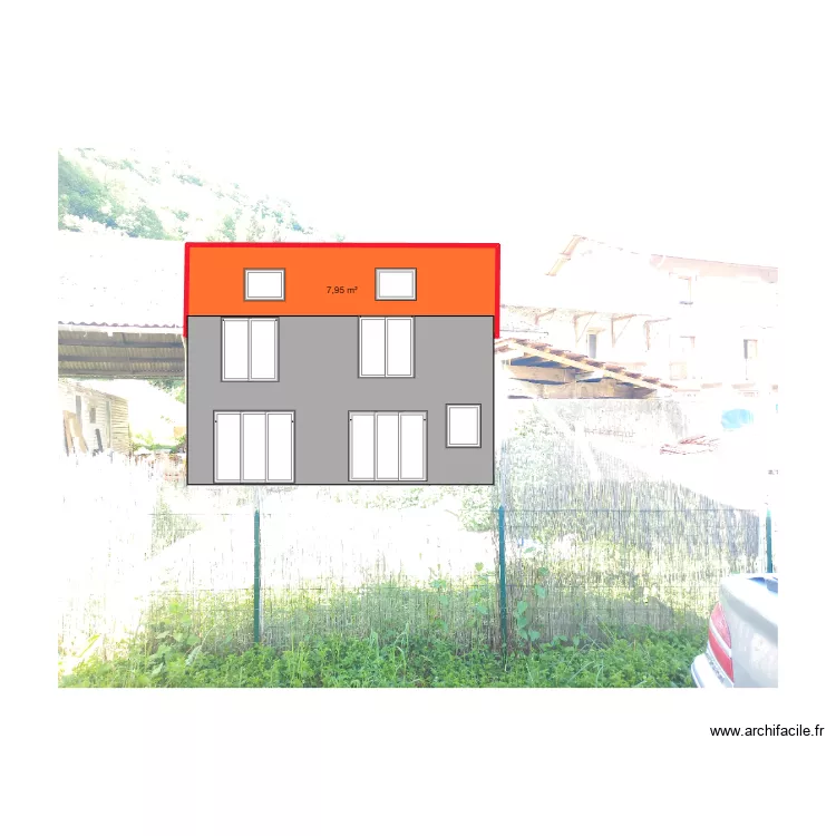 Façade sud 5. Plan de 1 et 8 m² Façade sud 5. Plan de 1 et 8 m²