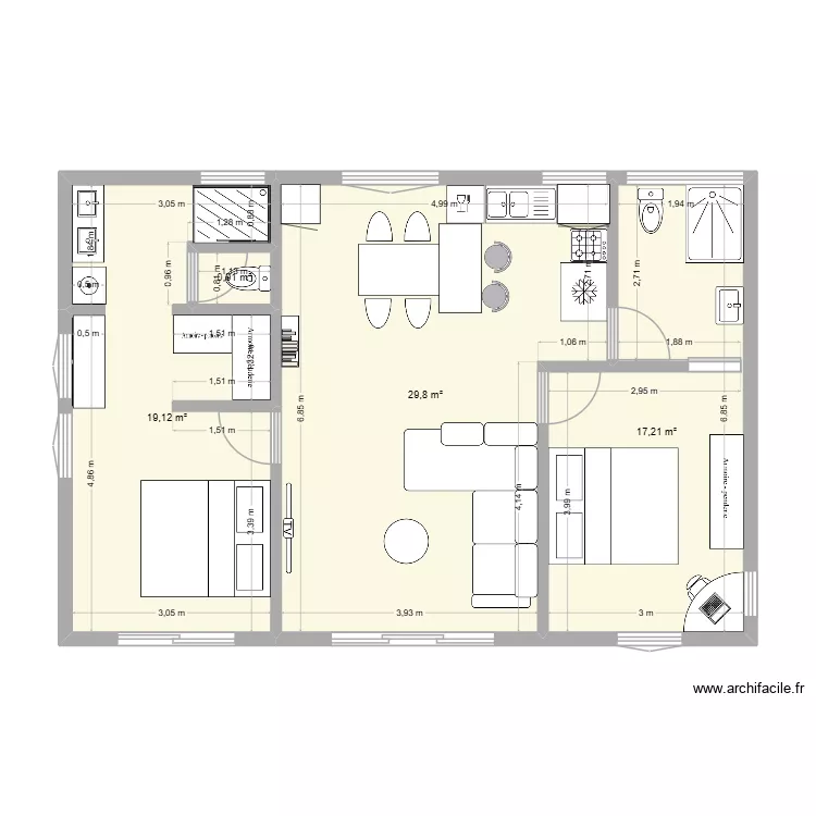 plan maison marsouins 3. Plan de 4 pièces et 67 m²