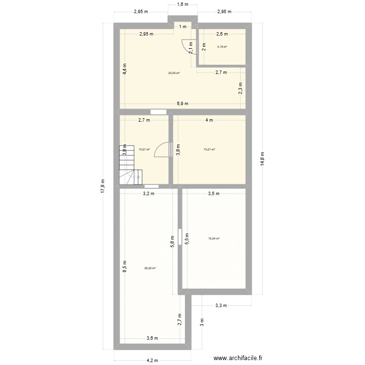 SousSol. Plan de 6 pièces et 103 m2