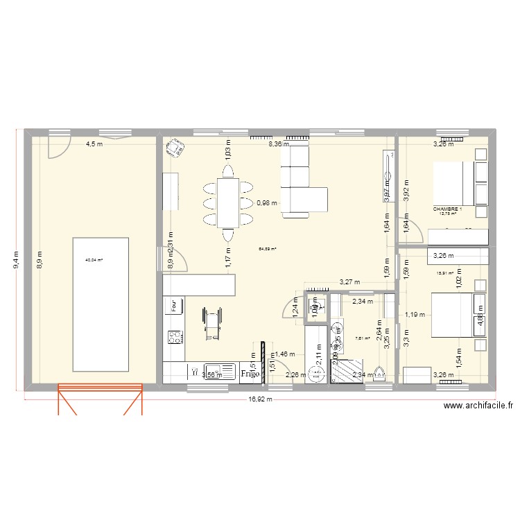 PLAN MAISON 4. Plan de 6 pièces et 142 m2