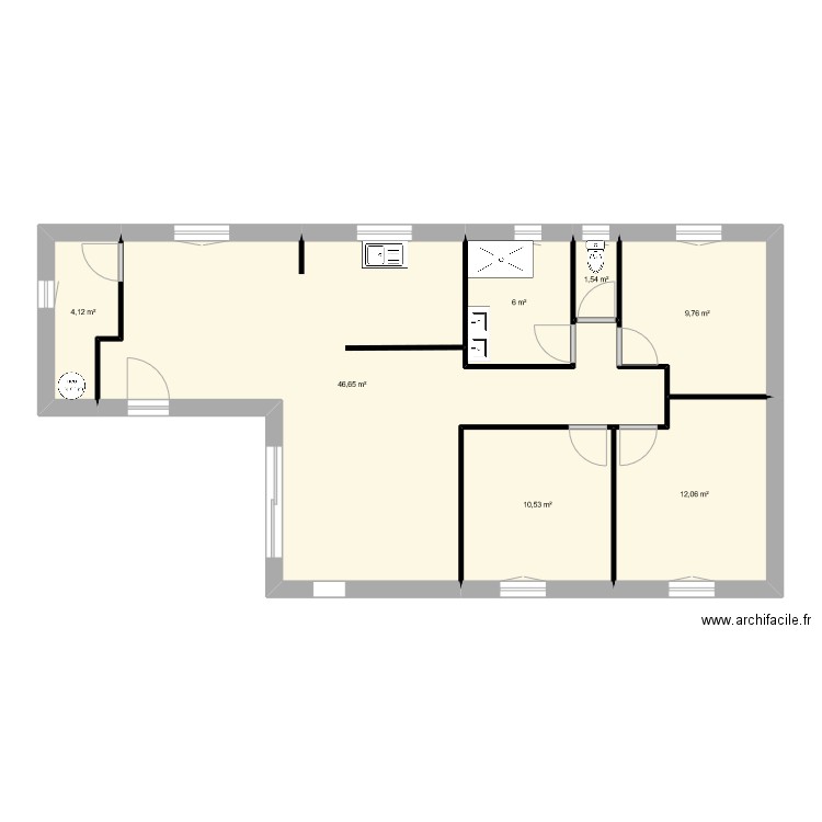 4 VDC. Plan de 7 pièces et 91 m2