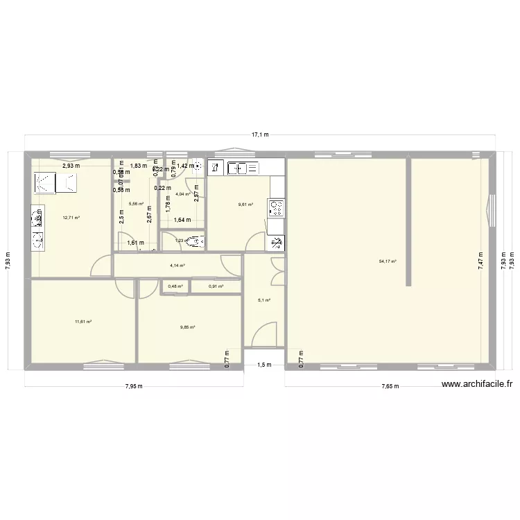SdeB Nath_projet vide. Plan de 12  et 119 m²