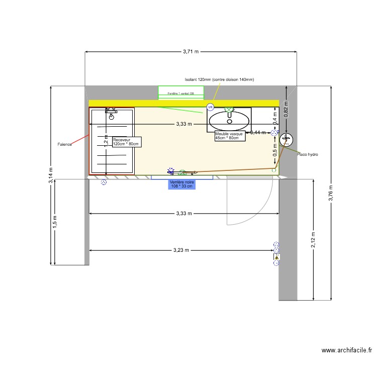 SDB PROJET MAGNANO. Plan de 1 pièce et 4 m2