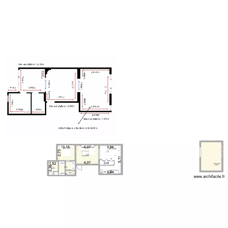 Charlotte. Plan de 6  et 53 m²