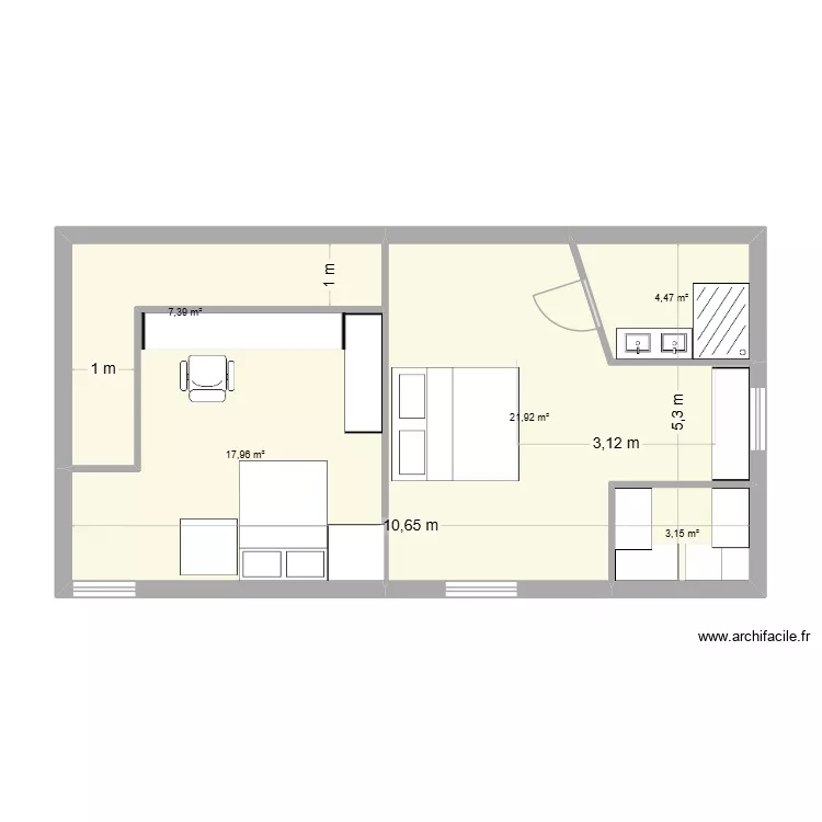 CHAMBRES 3-4 V3. Plan de 5 et 55 m² CHAMBRES 3-4 V3. Plan de 5 et 55 m²