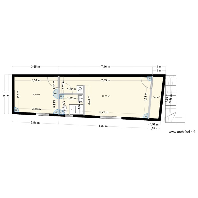 Happy2. Plan de 3 pièces et 32 m2