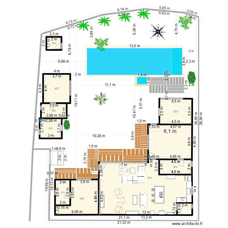 Villa 1 - Salon 1 ILOT 3.22. Plan de 9 pièces et 203 m2