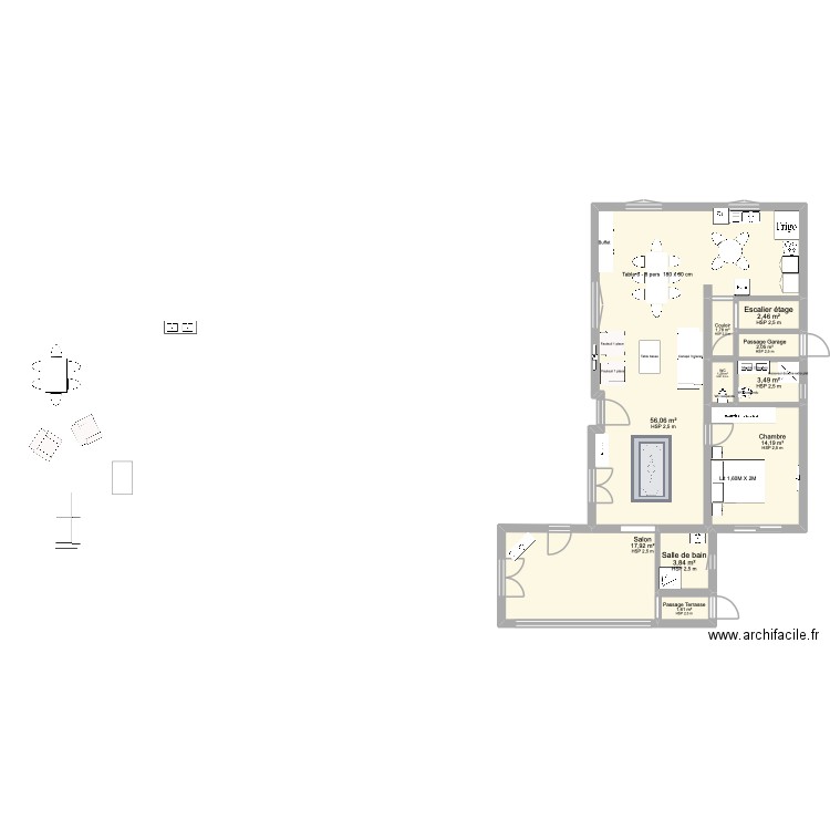 PLAN MAISON ACTUELLE PETIT HAMEAU 2 SANS AMENAGEMENT BIS. Plan de 10 pièces et 105 m2