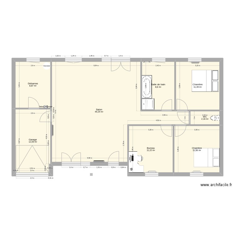 test_plan. Plan de 8 pièces et 115 m2