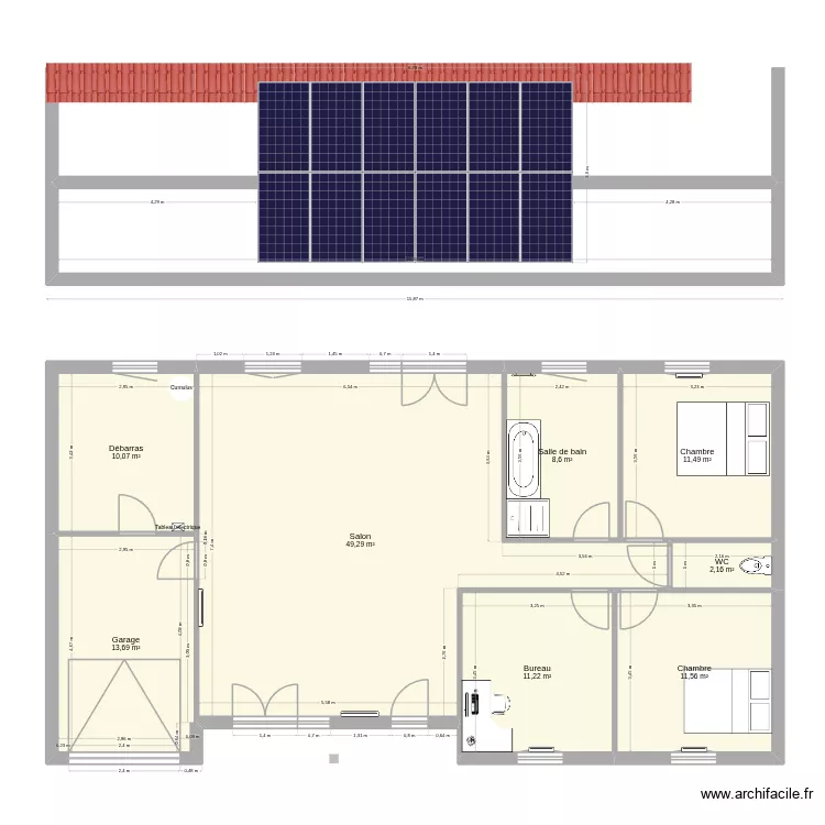 maison. Plan de 8  et 118 m²