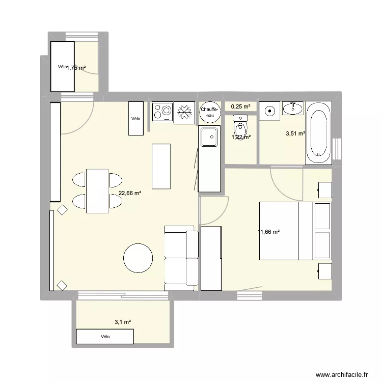 Auber. Plan de 7  et 44 m²