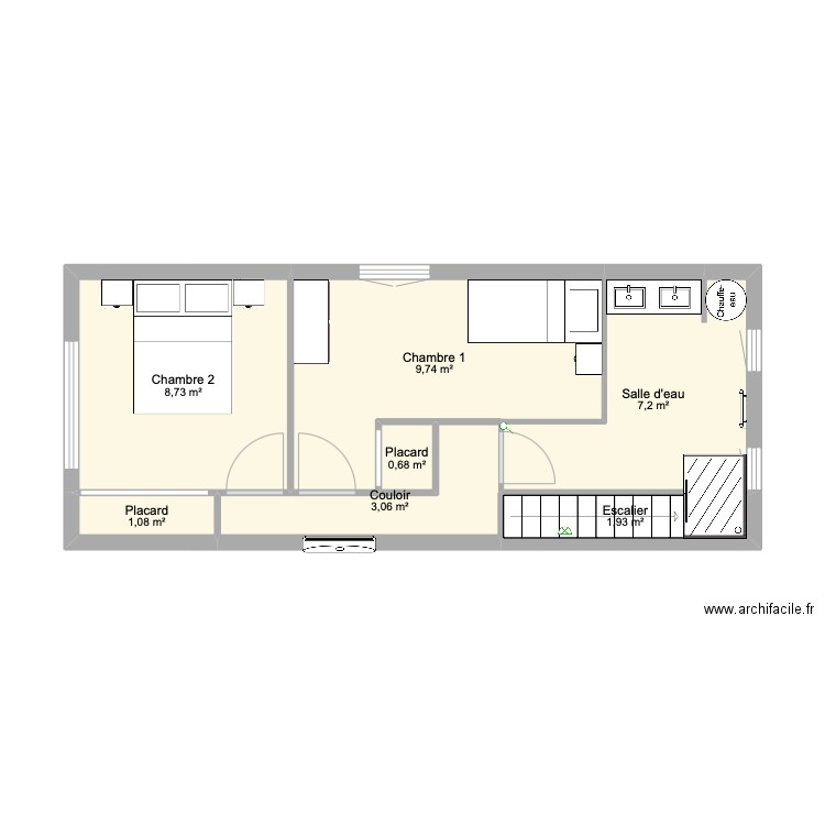 projet agrandissement garage. Plan de 8 pièces et 60 m2