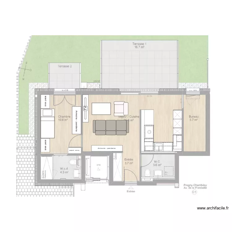 Chambesy. Plan de 2 et 50 m² Chambesy. Plan de 2 et 50 m²