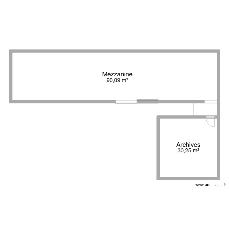 Entrepôt 1er étage. Plan de 2 pièces et 120 m2