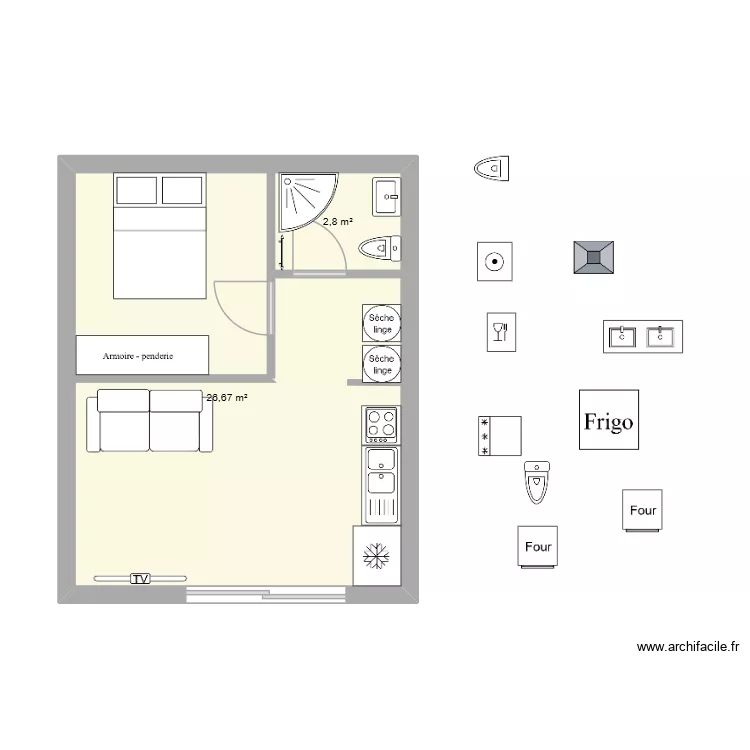 Forge version 1. Plan de 2  et 29 m²