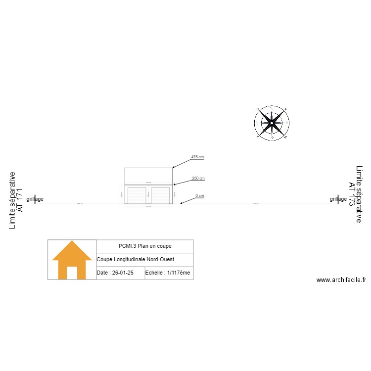 Garage coupe longitudinale. Plan de 0 pièce et 0 m2