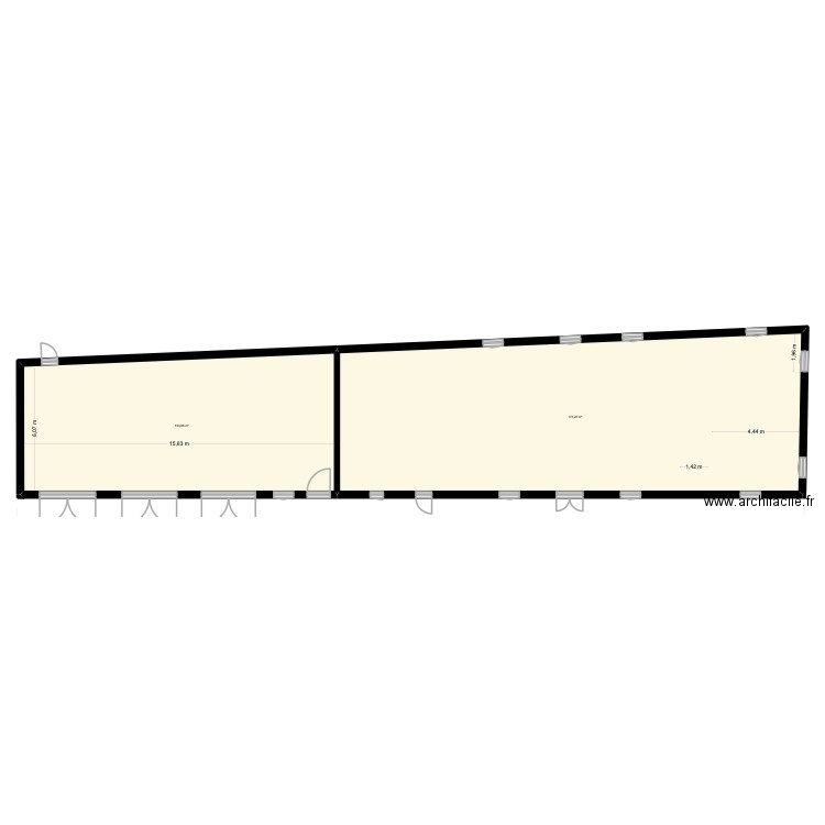 moulin etage. Plan de 2 pièces et 277 m2