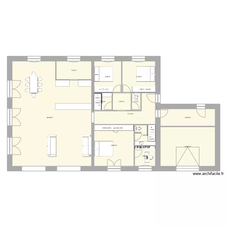 Mire. Plan de 13  et 193 m²