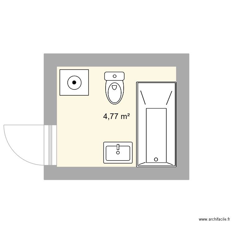 SDB. Plan de 1 pièce et 5 m2