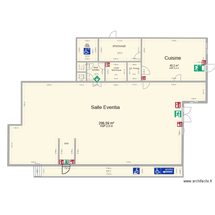 EVENTIA EVAC ET INCENDIE. Plan de 9 pièces et 308 m2