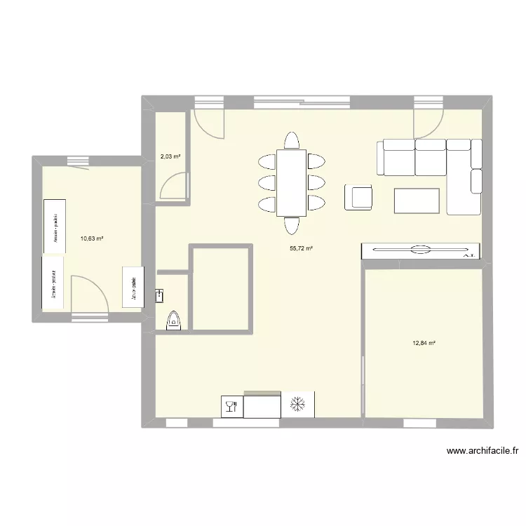 maison avec extension. Plan de 