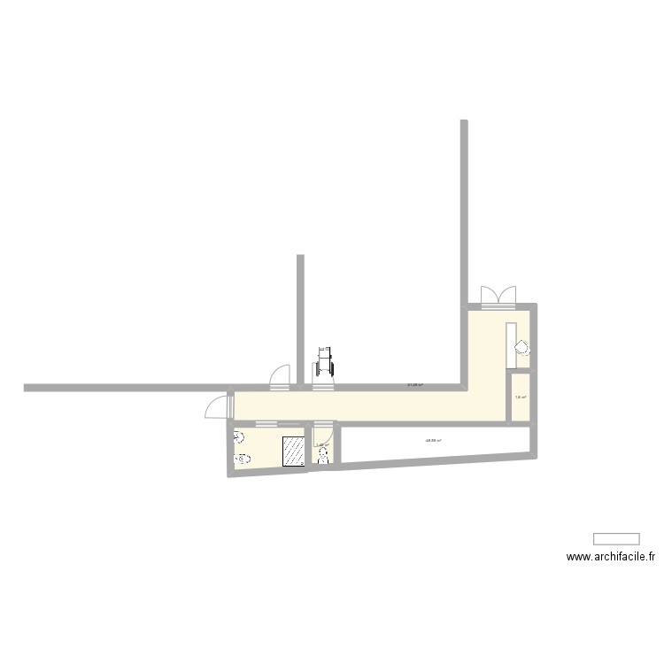 test extérieur maison. Plan de 4 pièces et 34 m2
