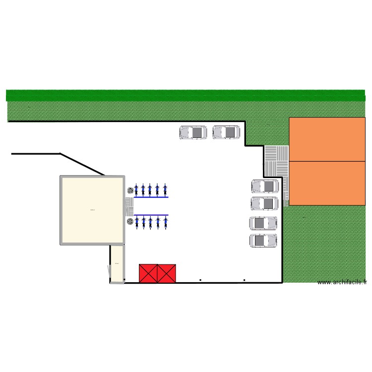 Parking. Plan de 2 pièces et 119 m2