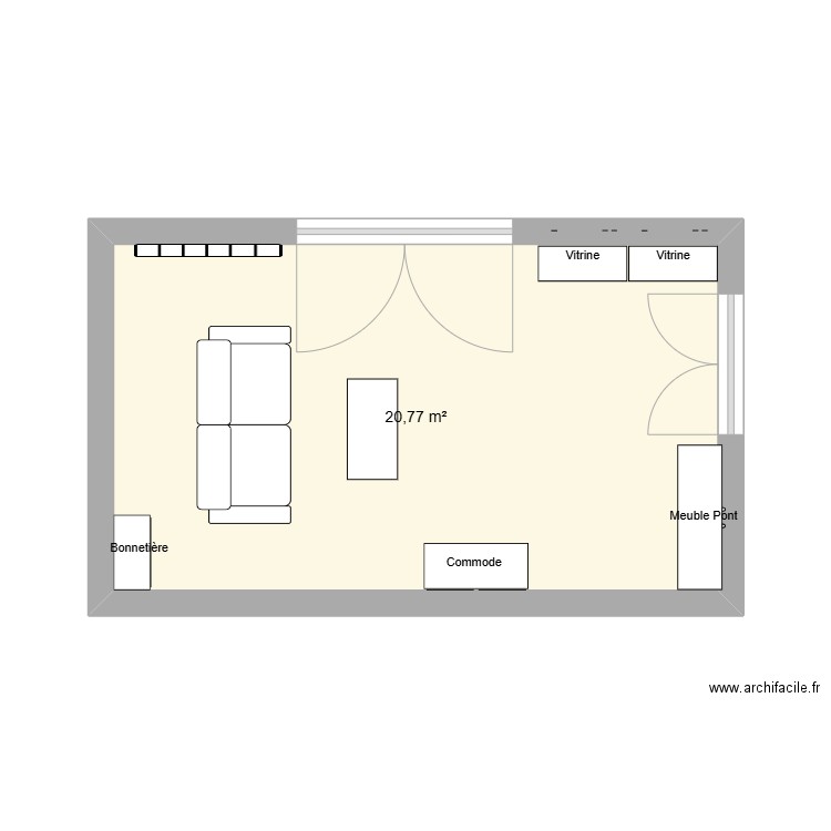 SALON 2. Plan de 1 pièce et 21 m2