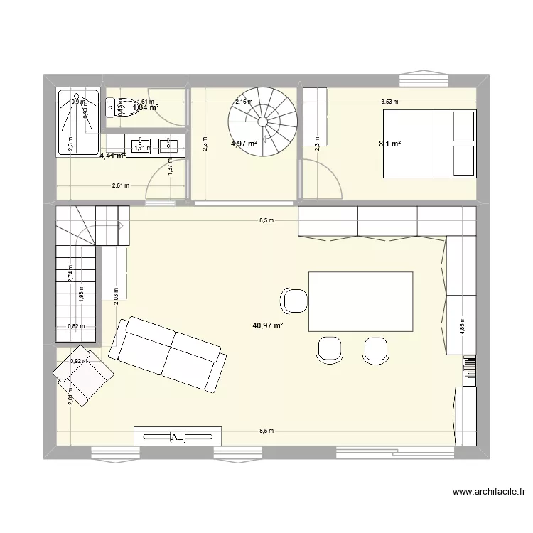 LeDav. Plan de 5  et 60 m²