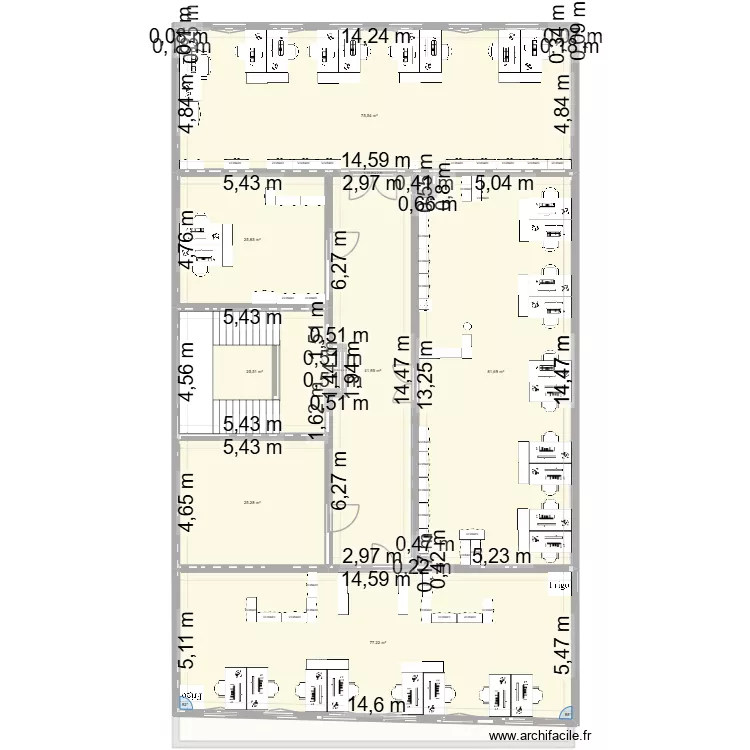 Pav2. Plan de 29  et 1465 m²