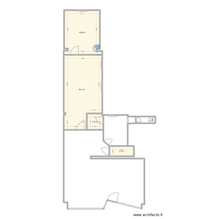 Local professionnel. Plan de 4 pièces et 43 m2