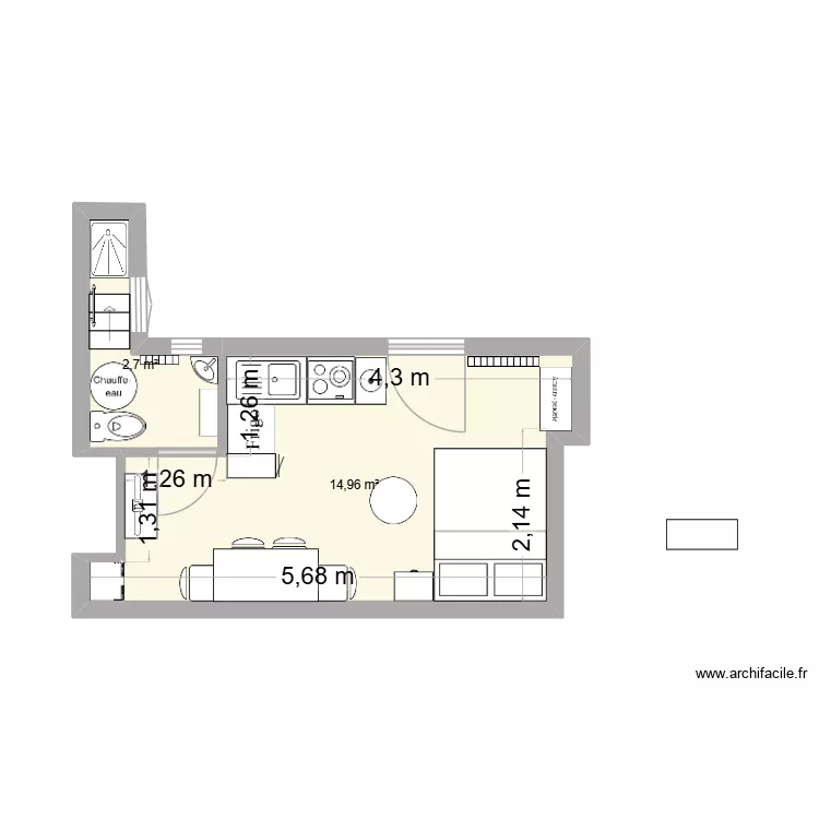 Palais Grill&eacute; essai 2. Plan de 2  et 18 m²